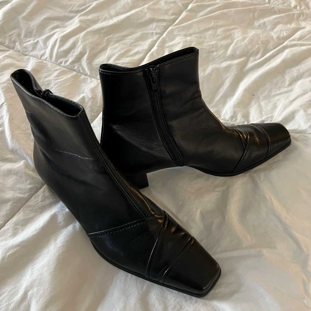Paul Green Sleek Black Leather Ankle Booties